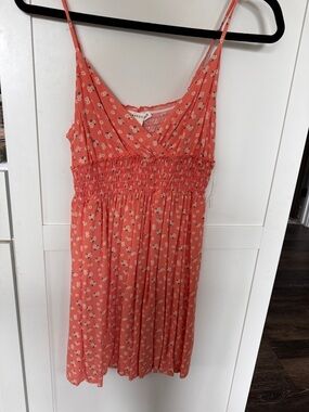 Aeropostale Coral Floral Smocked Sundress Size S